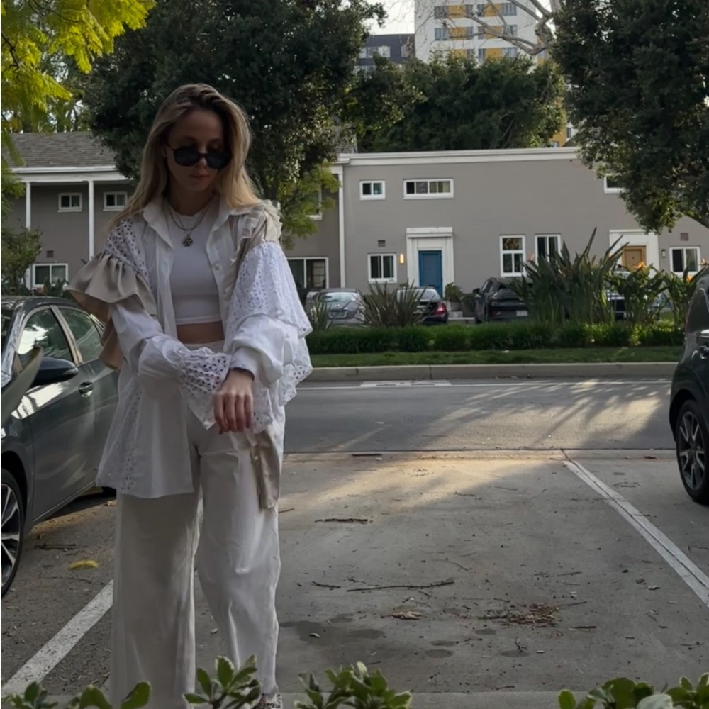 Patchwork Style Shirt in White. Oversize.